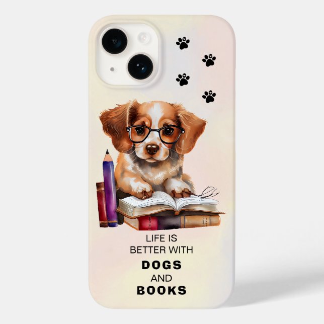 Hunde und Bücher Liebhaber Case-Mate iPhone 14 Hülle (Rückseite)