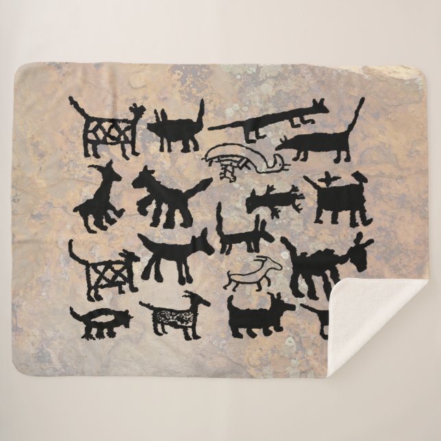 Hunde und Coyote Petroglyph-Sammlung Sherpadecke (Vorderseite (Horizontal))