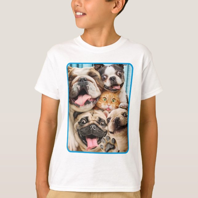 Hunde und ein Foto der Katzengruppe T-Shirt (Vorderseite)