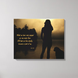 Hunde und Frauen Sonnenuntergang Silhouette Leinwanddruck