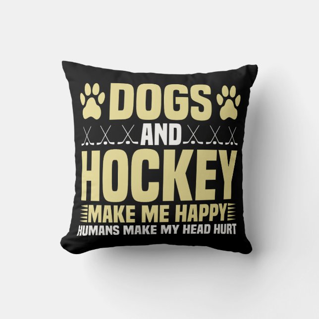 Hunde und Hockey machen mich glücklich Kissen (Vorderseite)