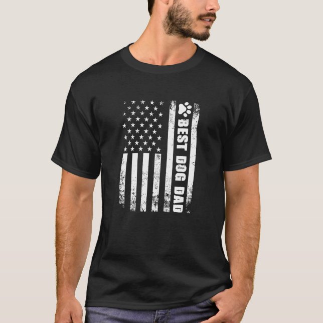 Hunde und Hunde Vater Amerikanische Flagge US-Freu T-Shirt (Vorderseite)