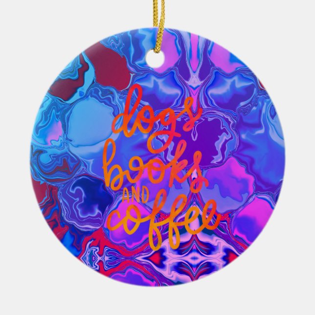 Hunde und Kaffee abstrakt Keramik Ornament (Vorne)