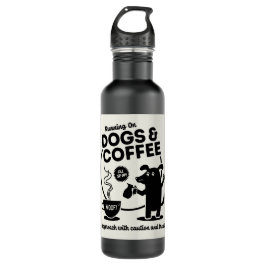Hunde und Kaffee laufen Edelstahlflasche