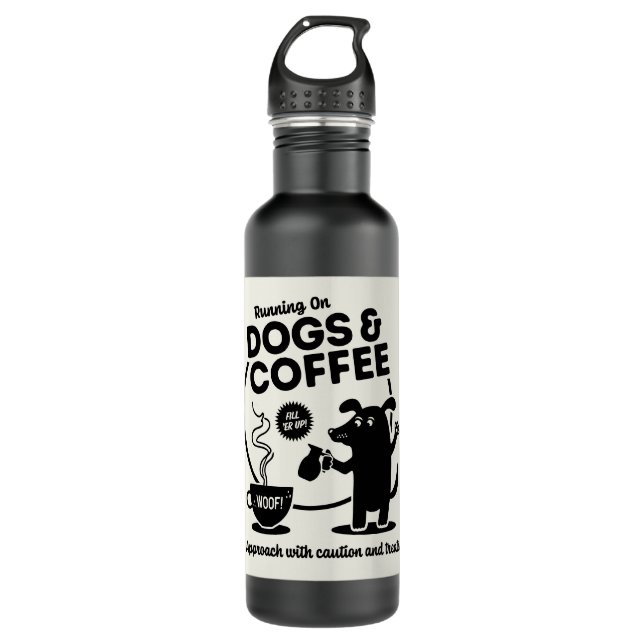 Hunde und Kaffee laufen Edelstahlflasche (Vorderseite)