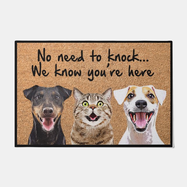 Hunde und Katze Doormat, Niedlicher Haustier im Fr Fußmatte (Vorderseite)