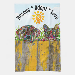 Hunde und Katze Rescue Adoptiert Liebe Handtuch