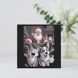 Hunde und Katze Selfie mit Weihnachten
