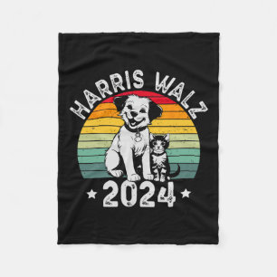 Hunde und Katze Vintag Kamala Harris Tim W 2024 Wa Fleecedecke