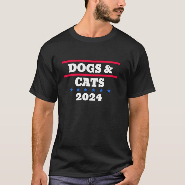 Hunde und Katzen 2024 essen die Hunde T-Shirt (Vorderseite)