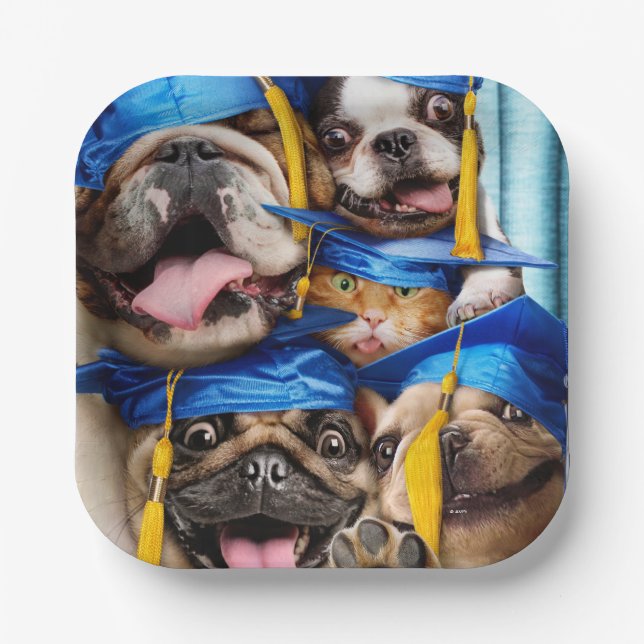 Hunde- und Katzen-Absolventen im Fotobooth Pappteller (Vorderseite)
