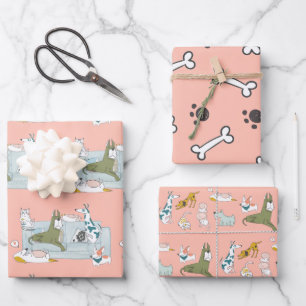 Hunde und Katzen Cartoon Geschenkpapier Set