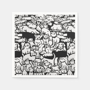 Hunde und Katzen Cartoon" Papa Napkins Serviette