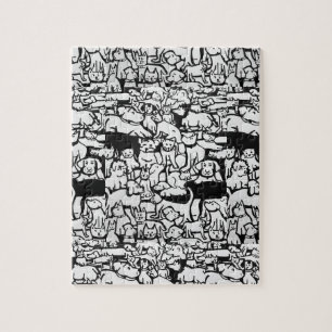 Hunde und Katzen Cartoon" Puzzle
