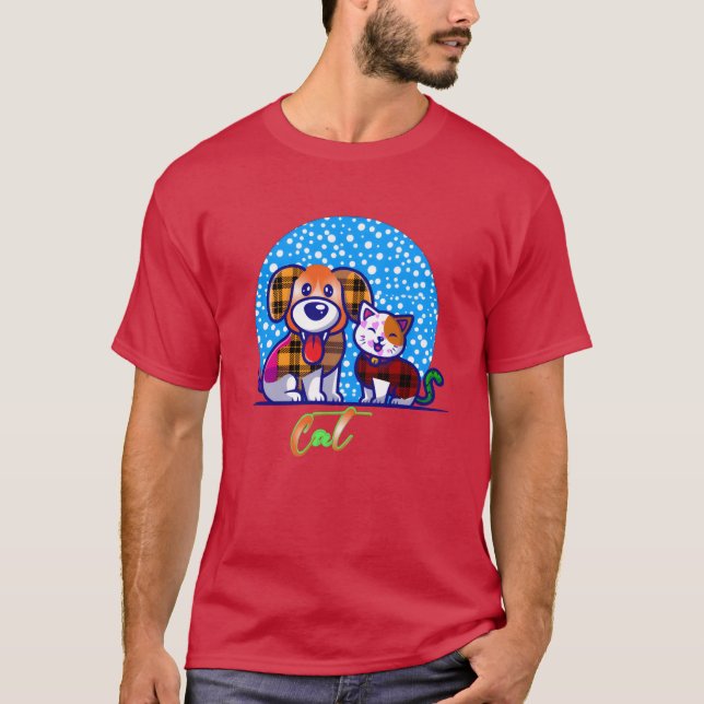 Hunde und Katzen Freunde für immer T-Shirt (Vorderseite)