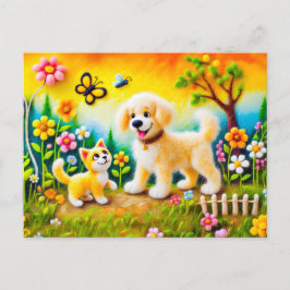 Hunde und Katzen fühlen sich im Golden Sunset Gard Postkarte