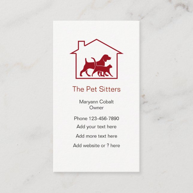 Hunde-und Katzen-Haustier-Modell-Haus-Symbol Visitenkarte (Vorderseite)