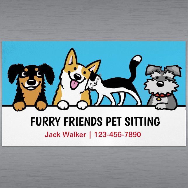 Hunde und Katzen Haustiere Sitzen Süße Tier Pflege Magnetische Visitenkarte (Von Creator hochgeladen)