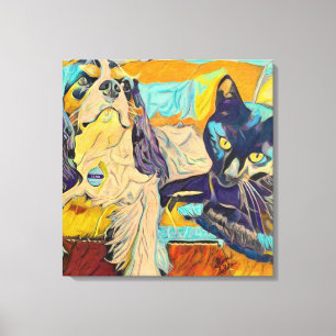 Hunde und Katzen Kunst auf Leinwand