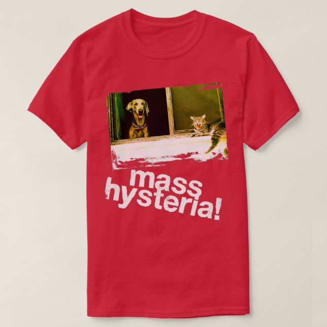 Hunde und Katzen leben zusammen T-Shirt (Design vorne)