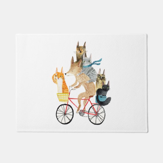 Hunde und Katzen mit dem Fahrrad Fußmatte (Vorderseite)