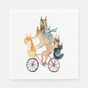 Hunde und Katzen mit dem Fahrrad Serviette