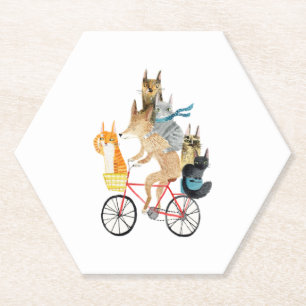 Hunde und Katzen mit dem Fahrrad Untersetzer