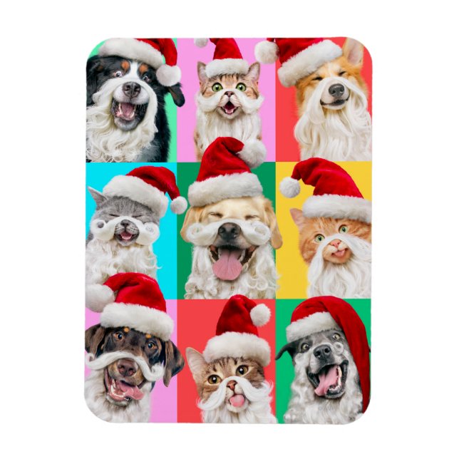Hunde und Katzen mit Santa Bart Magnet (Vertikal)
