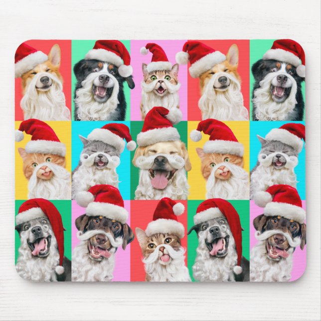 Hunde und Katzen mit Santa Bart Mousepad (Vorne)