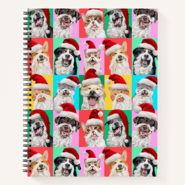 Hunde und Katzen mit Santa Bart Notizbuch (Vorderseite)