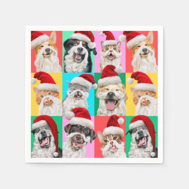 Hunde und Katzen mit Santa Bart Serviette (Vorderseite)