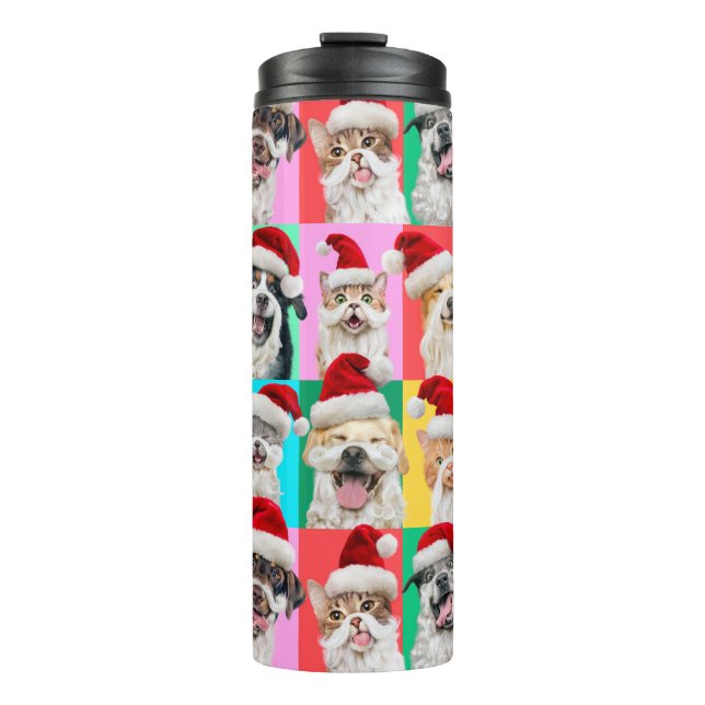 Hunde und Katzen mit Santa Bart Thermosbecher (Vorderseite)