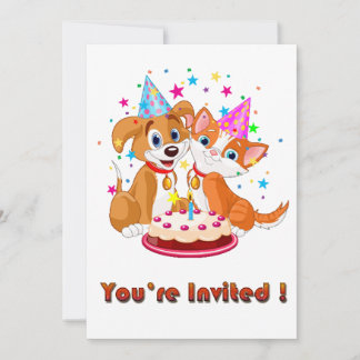 Hunde und Katzen - Party Einladung