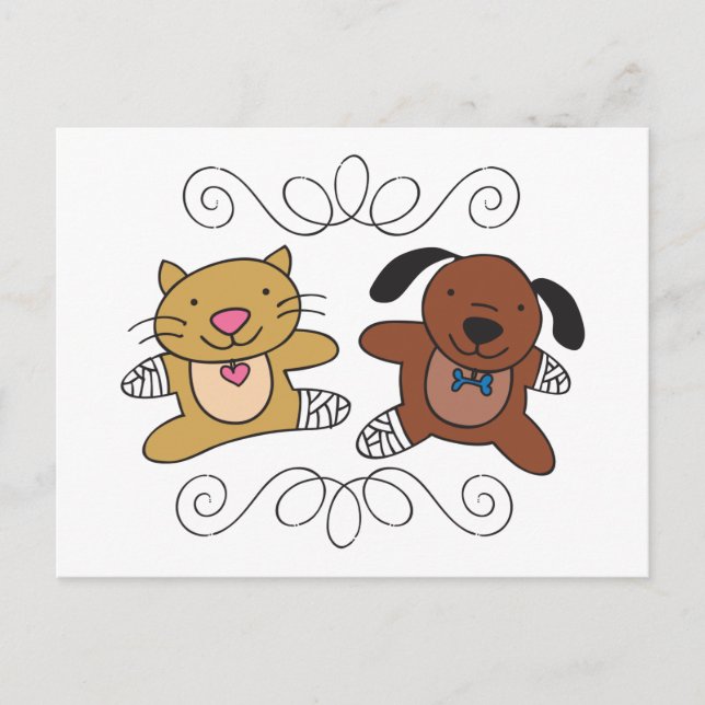 Hunde und Katzen Postkarte (Vorderseite)