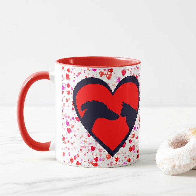 Hunde und Katzen Valentine Tasse (Mit Donut)