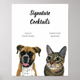 Hunde und Katzen - Zeichen für Hochzeitsempfang Poster