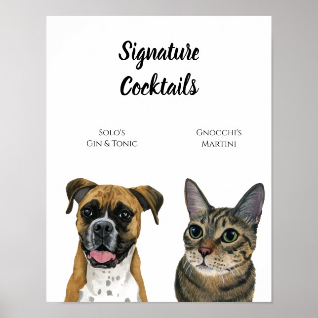 Hunde und Katzen - Zeichen für Hochzeitsempfang Poster (Vorne)