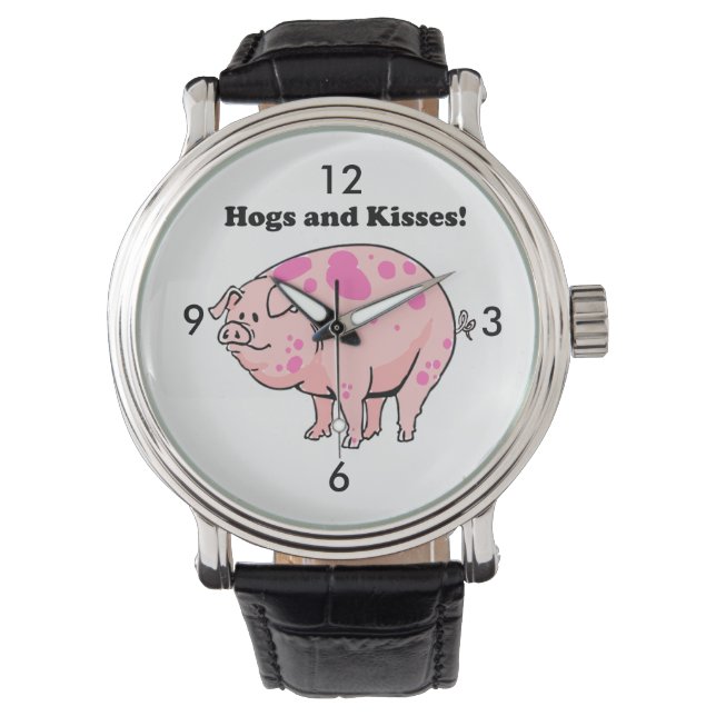 Hunde und Kisses Niedlicher Schweineschnitt Cartoo Armbanduhr (Vorderseite)