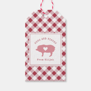 Hunde und Kisses Pink Pig Valentine Geschenkanhänger