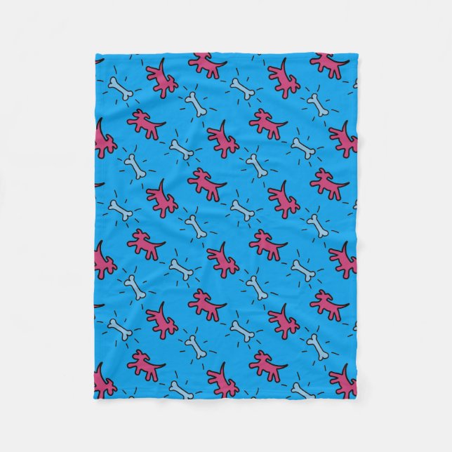 Hunde und Knochen Graffiti-Stil Blue Blanket 2 Fleecedecke (Vorderseite)