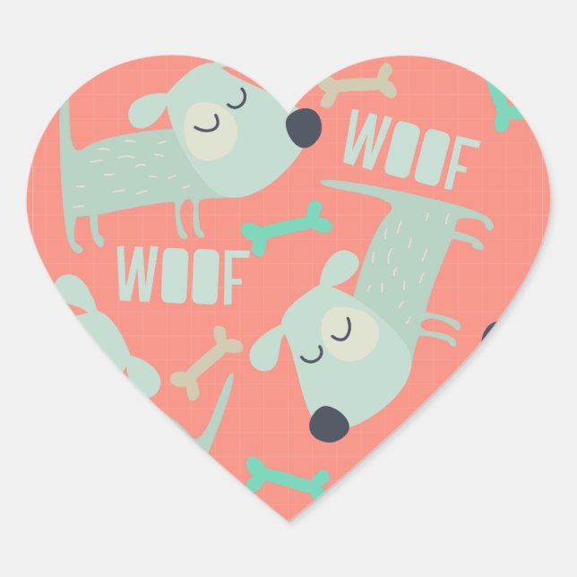 Hunde und Knochen Herz-Aufkleber (Vorderseite)