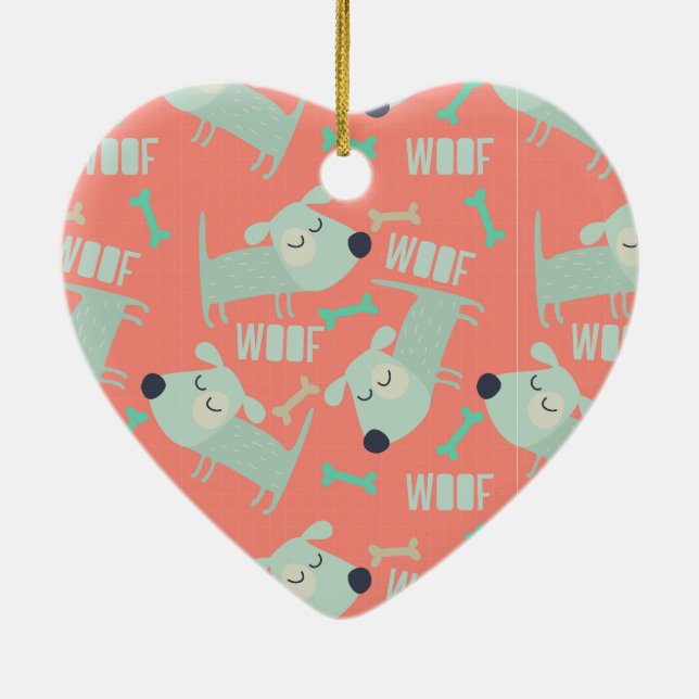 Hunde und Knochen Keramik Ornament (Hinten)