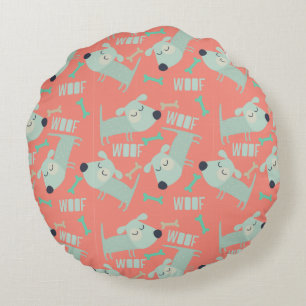 Hunde und Knochen Rundes Kissen