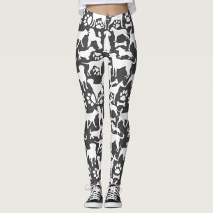 Hunde und Pfoten Muster 02.b DGrey BG Leggings