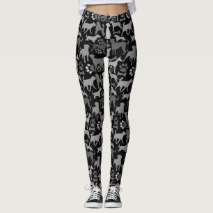 Hunde und Pfoten Muster 03.b Schwarze BG Leggings