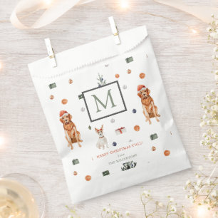 Hunde und Präsentierte Frohe Weihnachtsmonogramm Geschenktütchen