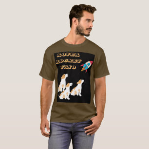 Hunde und Raketen im sonnigen Raum mit kosmischen T-Shirt