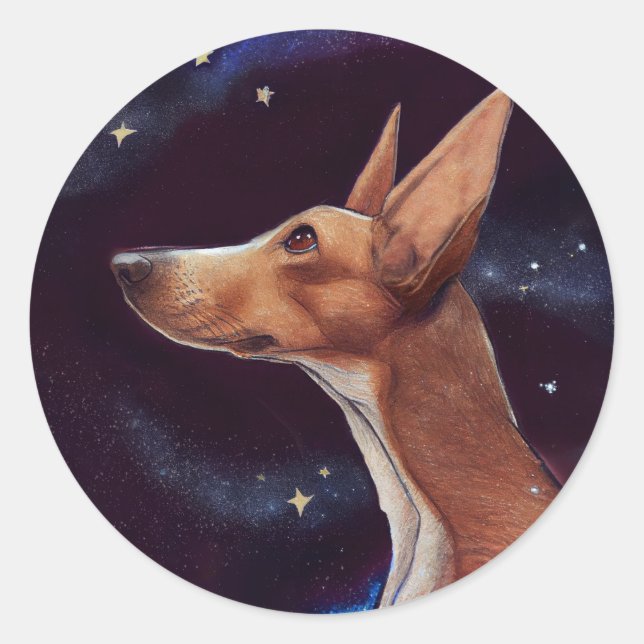 Hunde und Sterne Art Night Sky Runder Aufkleber (Vorderseite)