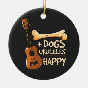 Hunde und Ukulele machen mich glücklich Keramik Ornament