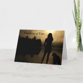 Hunde-und Woman See-Silhouette Karte